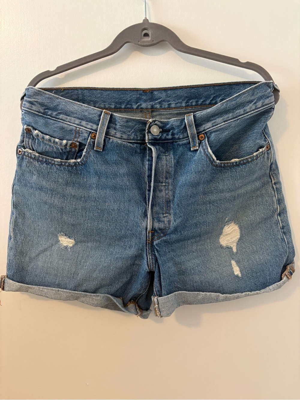 Levi’s Women's Blue Distressed Denim Shorts